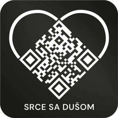 Crna Srce Sa Dušom pločica sa QR kodom u obliku srca